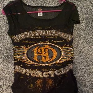Harley Davidson top with rhinestones